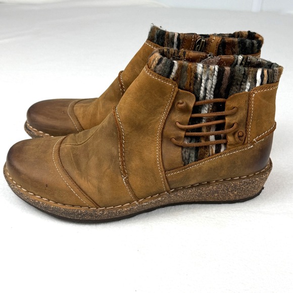 Aetrex Tessa Leather‎ Ankle Boots Womens Brown Knit Lace-Up Casual Comfort 7.5-8 - Picture 4 of 10